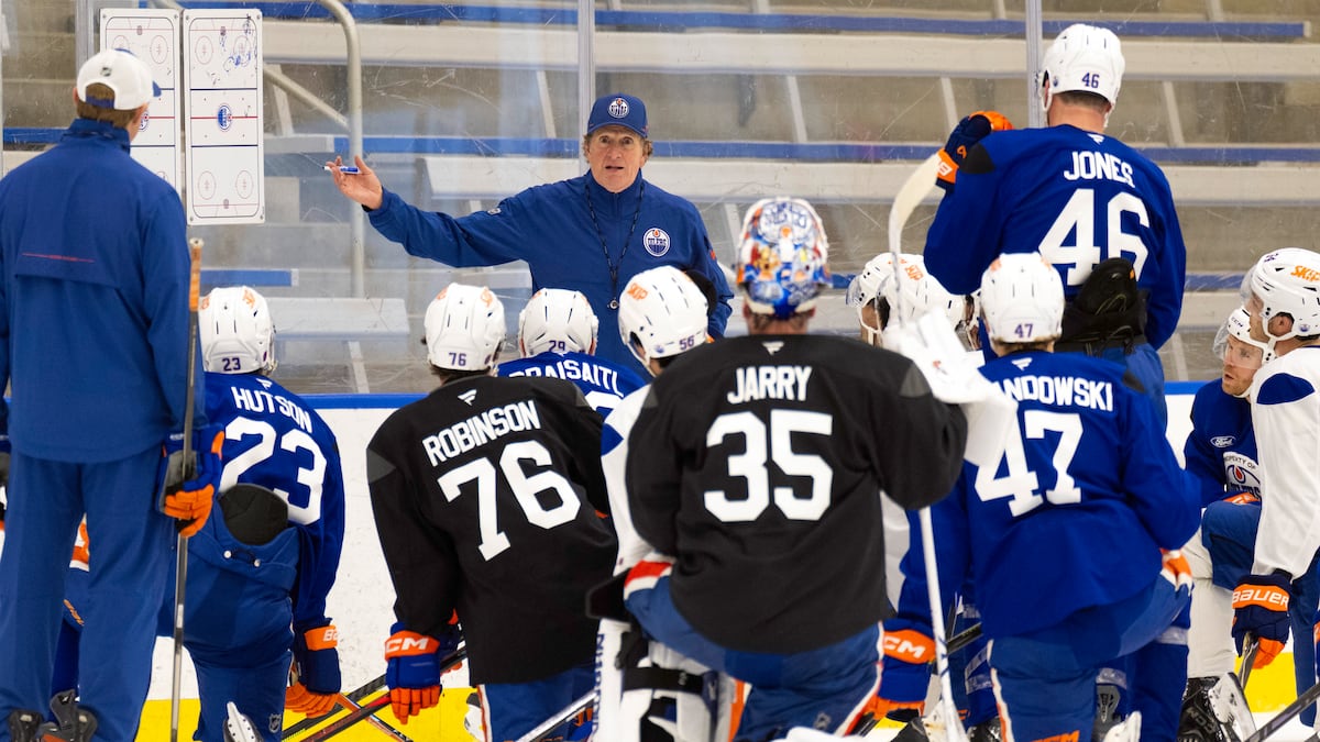 Mike Babcock is back on the ice in Edmonton, and the pace left even him sore