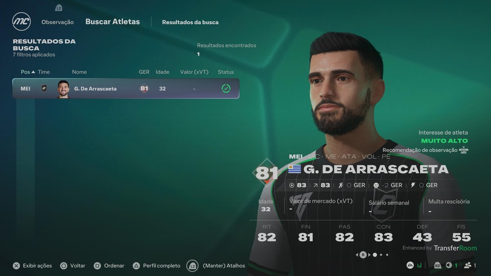 Apesar de não ter o Brasileirão no EA FC 27, é possível contratar alguns jogadores dos clubes brasileiros de graça no modo carreira — Foto: Reprodução/Filipe Curitiba