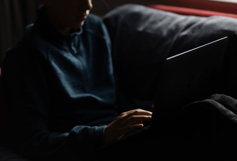 a person on a computer