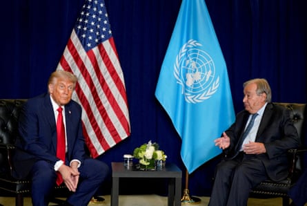 Donald Trump with António Guterres at the 80th United Nations general assembly in New York, September 2025