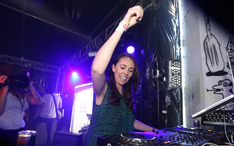 AUCKLAND, NEW ZEALAND - JANUARY 27: New Zealand Labour MP Jacinda Ardern performs her DJ set in the Thunderdome during the Laneway Festival on January 27, 2014 in Auckland, New Zealand. (Photo by Fiona Goodall/Getty Images)