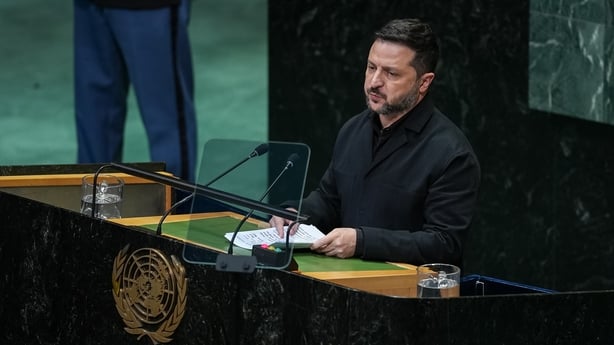 President of Ukraine, Volodymyr Zelenskyy delivers a speech during the 81st United Nations General Assembly (UNGA) in New York, United State