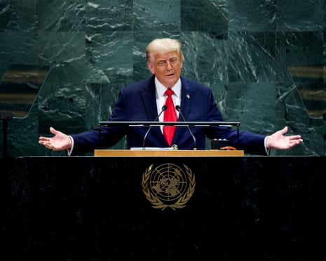 Donald Trump addresses the 80th United Nations general assembly at UN headquarters in New York, 23 September 2025.