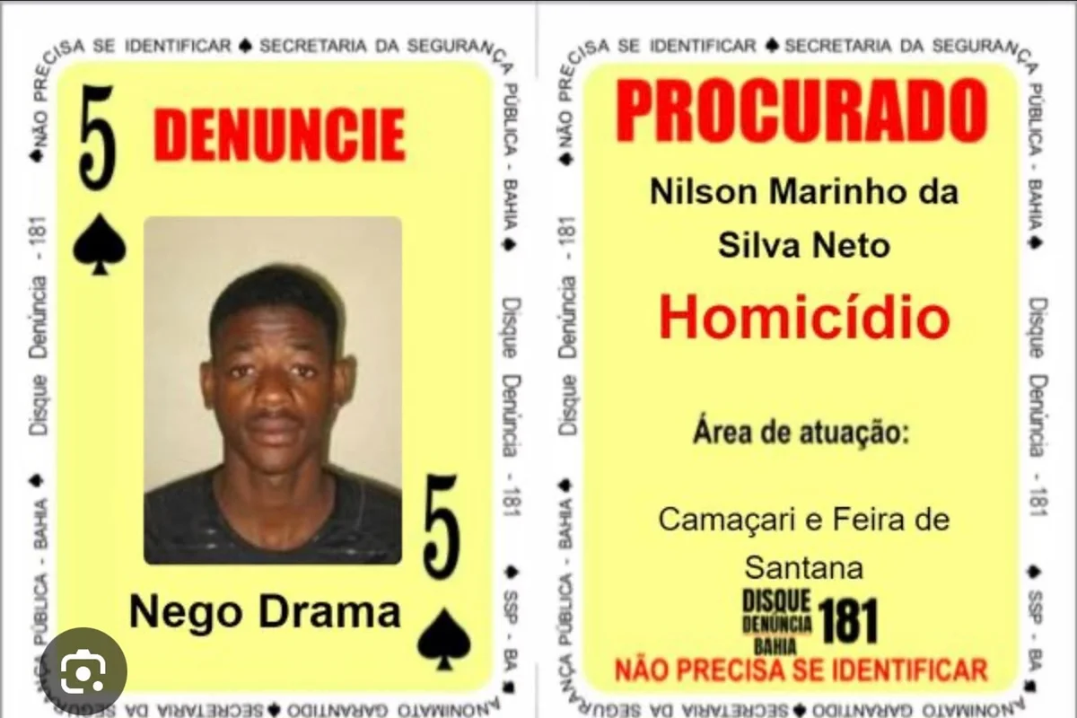 "Nego Drama", 5 de Espadas no Baralho do Crime, morre em confronto policial