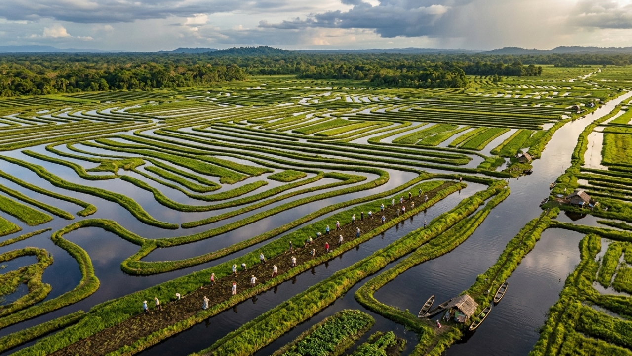 Arqueólogos descobriram que agricultores pré-hispânicos construíram um sistema de canais que cobre cerca de 500 mil hectares, controlava enchentes e secas