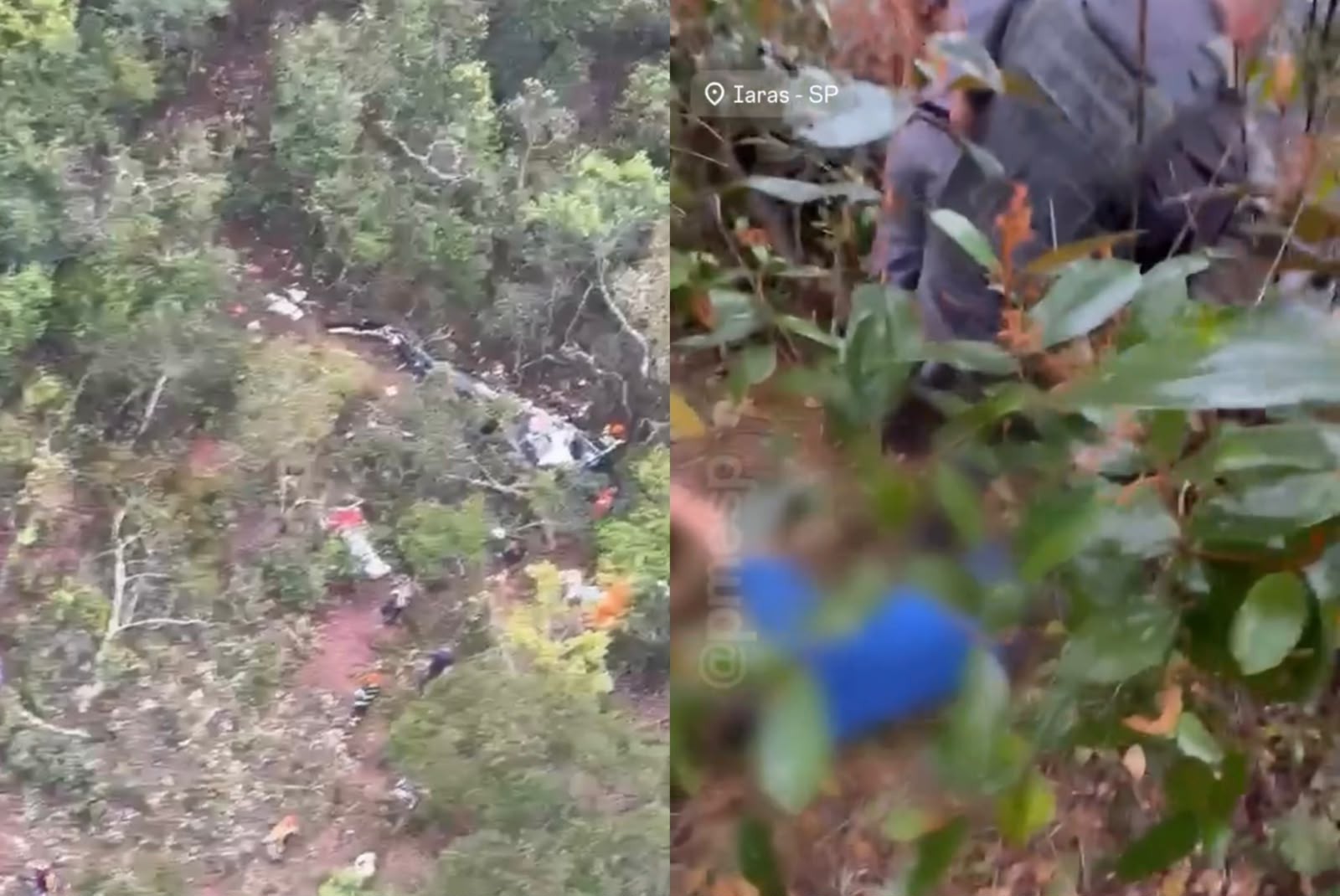 Vídeo mostra resgate de sobreviventes em área de mata fechada após queda de helicóptero em SP