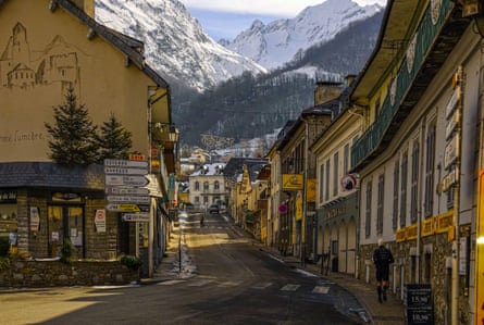 Wintry weather in the streets a french mountain village
