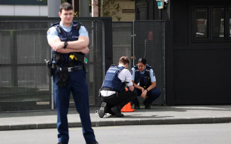 Police at a scene in Lynmall where a man was reportedly seen covered in blood & screams heard after incident. NZME supplied image - 17 September 2026