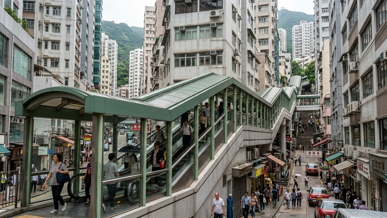 A cidade onde um sistema de escadas rolantes de 800 metros muda de sentido conforme o horário para levar moradores morro acima e abaixo