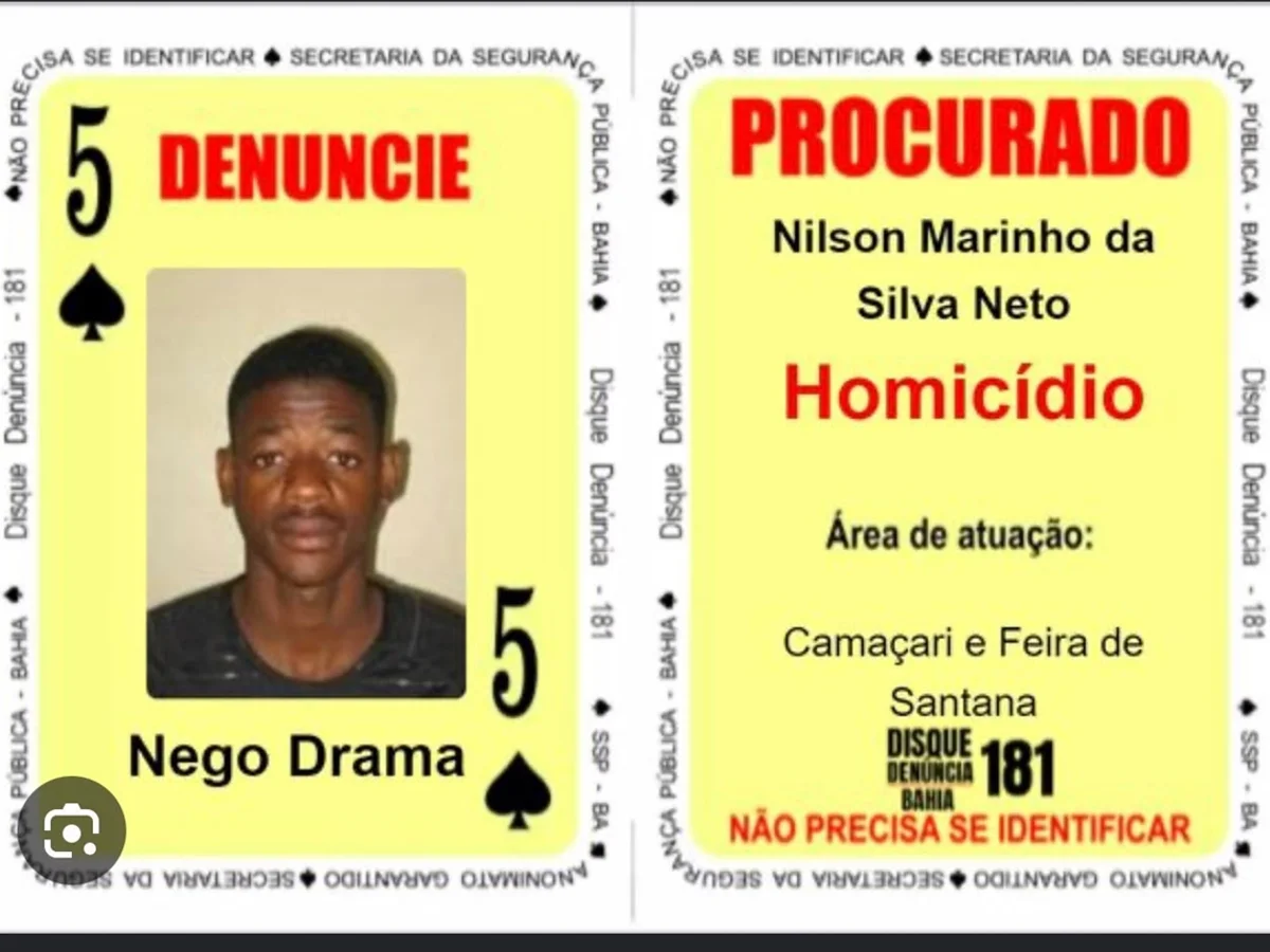 "Nego Drama", 5 de Espadas no Baralho do Crime, morre em confronto policial