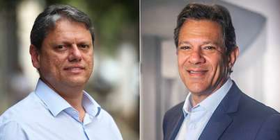 Tarc&iacute;sio de Freitas (Republicanos) e Fernando Haddad (PT) Foto: Fotos: Alex Silva / Estad&atilde;o e Facebook / Fernando Haddad / Estad&atilde;o