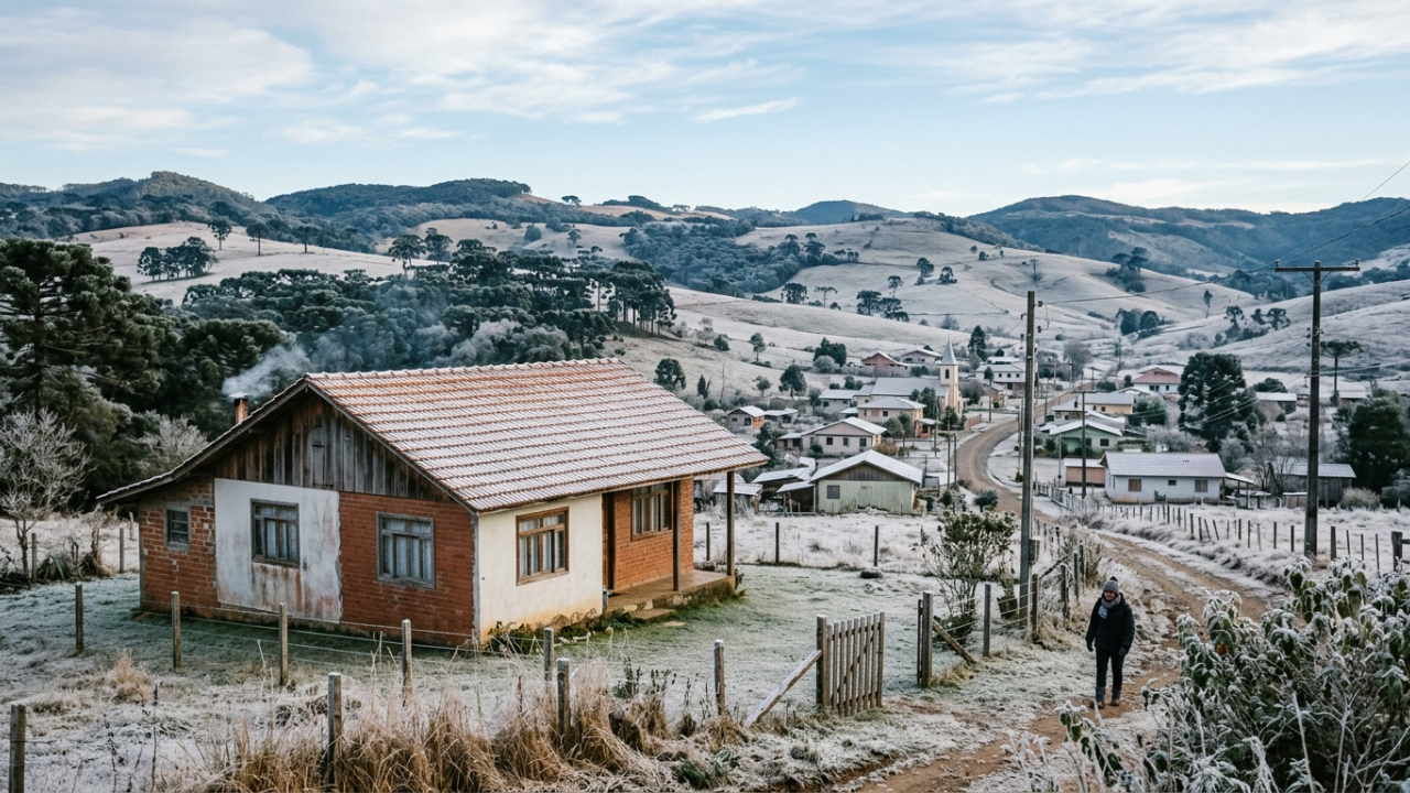 A cidade catarinense mais fria do Brasil onde paredes com câmara de ar ajudam a enfrentar o frio intenso