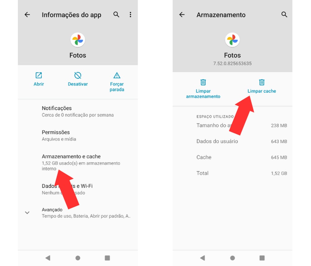 É possível limpar o cache de aplicativos instalados no Android de forma individual — Foto: Reprodução/Mariana Tralback