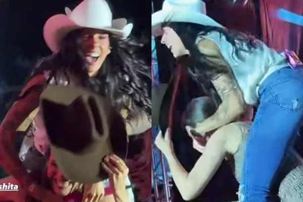 Ana Castela derruba prefeita em cima do palco em show no interior de SP