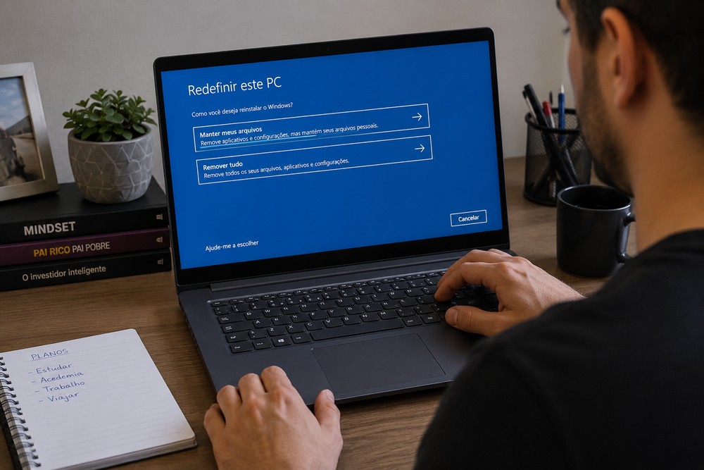 Uma simples reinicialização do sistema devolve o fôlego extra para o seu laptop — Foto: Arte/TechTudo
