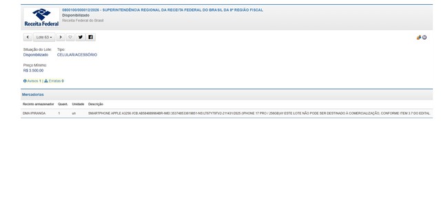 Receita Federal leiloa iPhone 17 Pro por R$ 3.200; saiba como participar