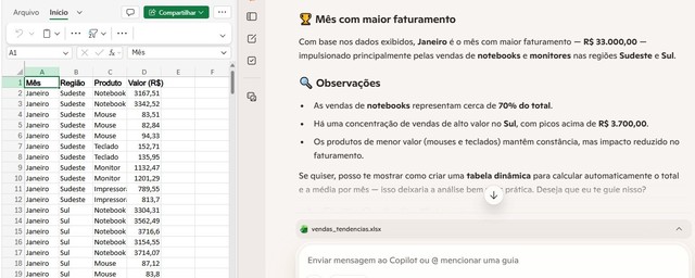 Copilot no Excel: 5 tarefas que você pode fazer sem saber fórmulas