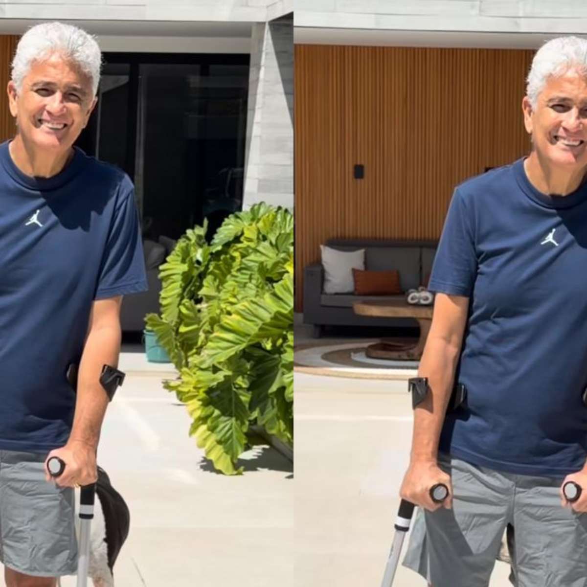 Bebeto surge de muletas, mas tranquiliza fãs: ‘Estou me recuperando muito bem’