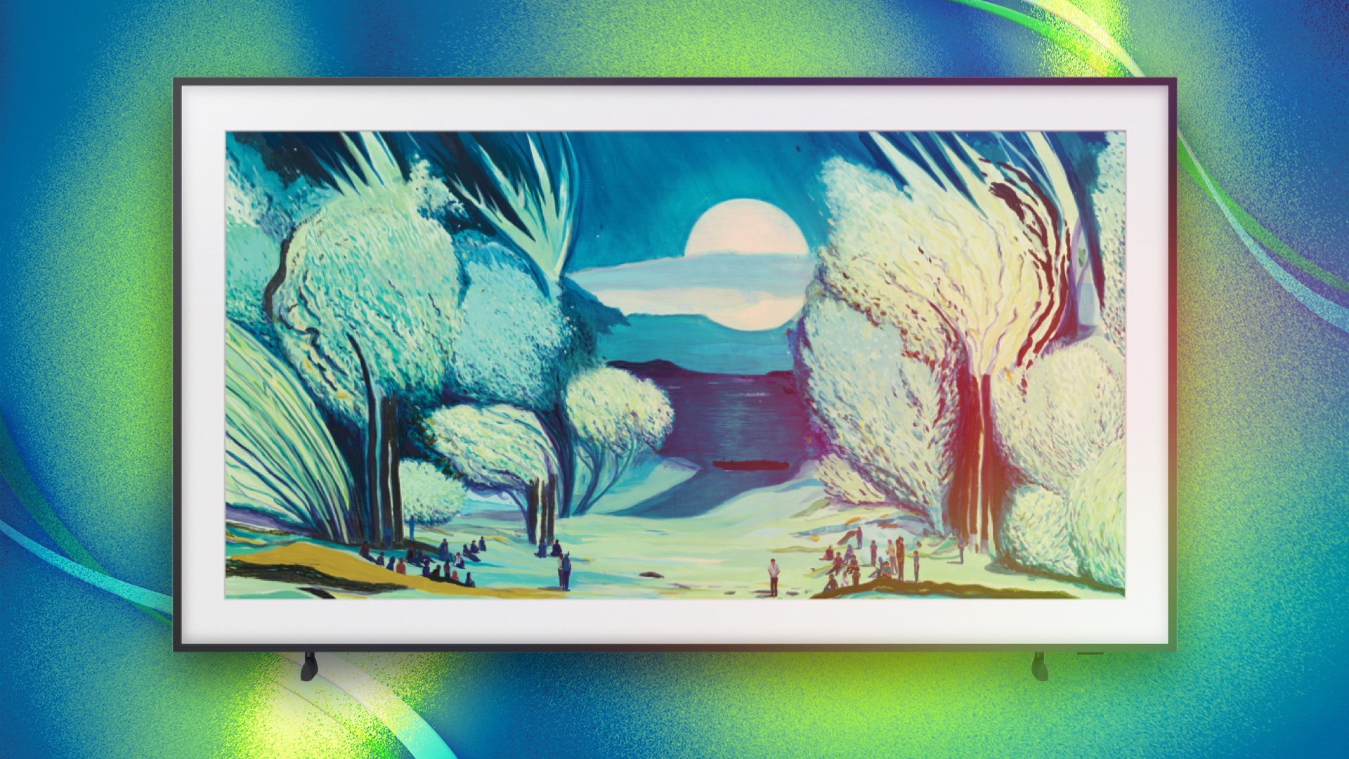 Samsung Frame TV on a CNET background