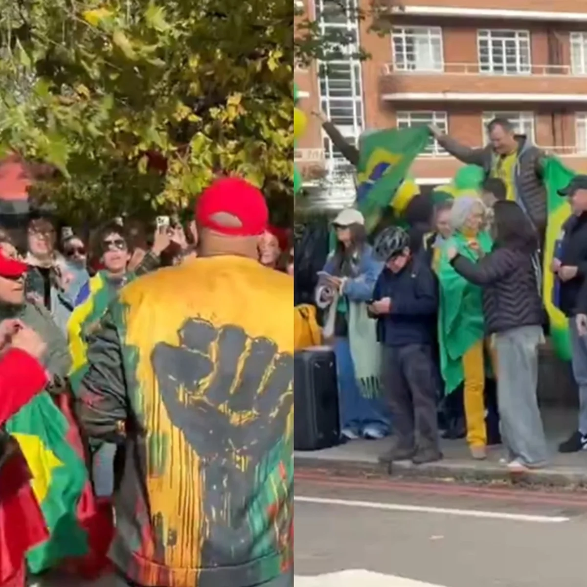 Apoiadores de Lula e Flávio Bolsonaro fazem atos na mesma rua em Londres
