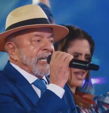 Montagem feita por inteligência artificial coloca presidente e candidato à reeleição Lula (PT) como a cantora Juliette Foto: Reprodução