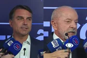 Flávio Bolsonaro e Lula no debate da Band