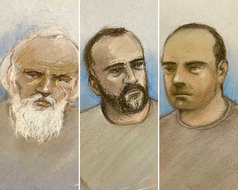 Court sketches of Shapoor Qalehali Khani Noori, Mostafa Sepahvand and Farhad Javadi Manesh