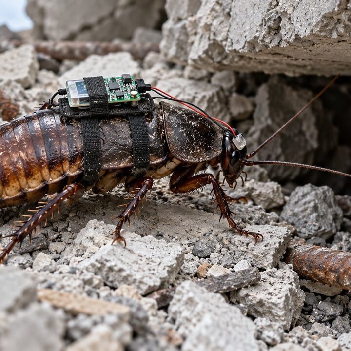 Os paraborgs são baratas vivas com microeletrônica nas costas, guiadas por controle remoto entre escombros