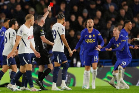 Cole Palmer is shown a red card